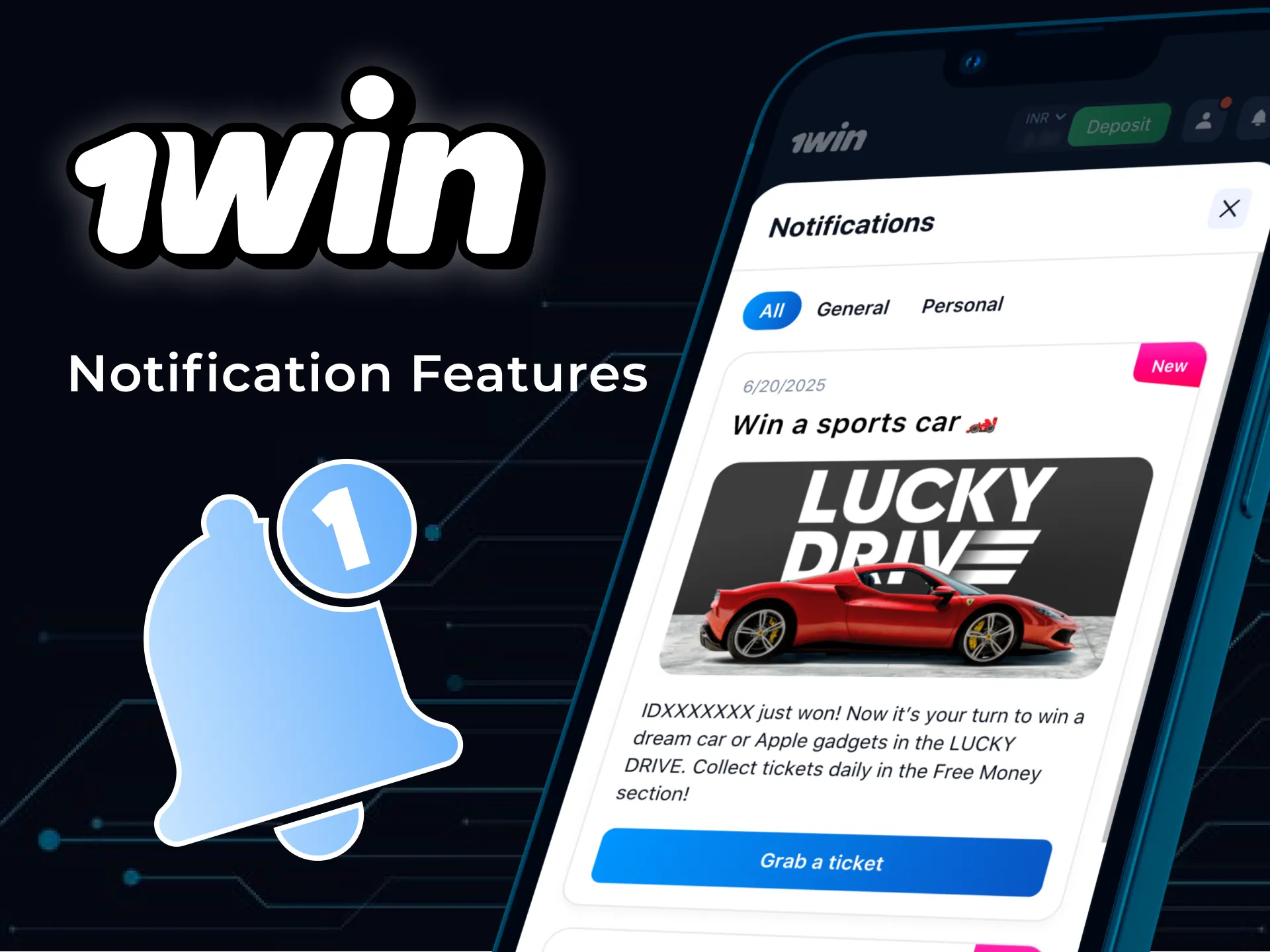 घटनाओं पर अद्यतन रहने के लिए 1win ऐप से सूचनाएं प्राप्त करें।