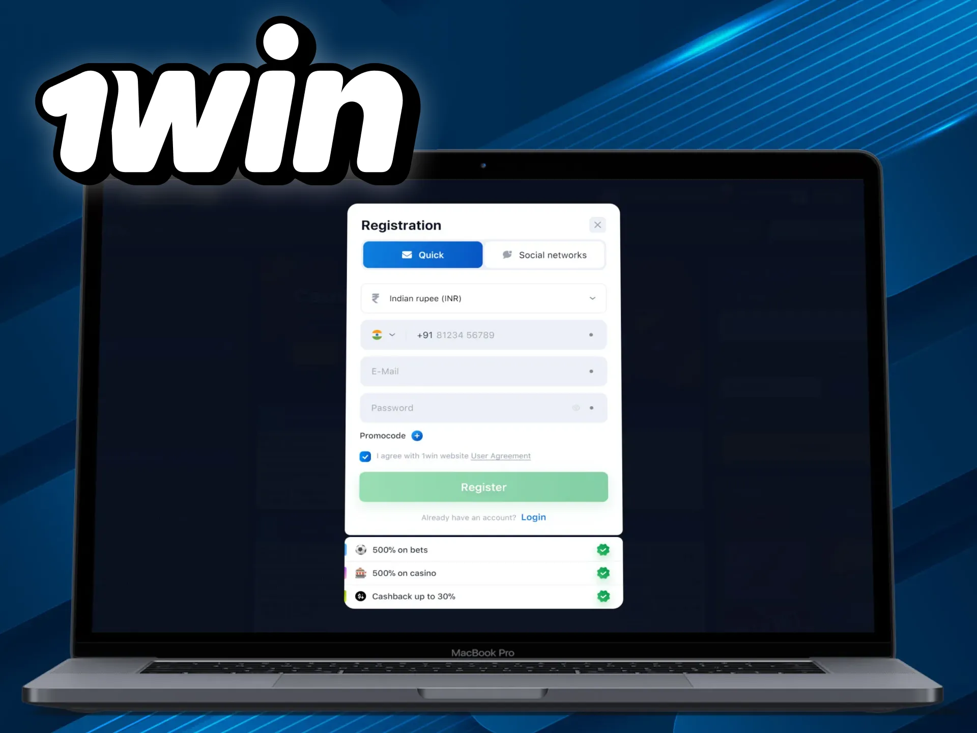 पहले 1win के लिए साइन अप करें।