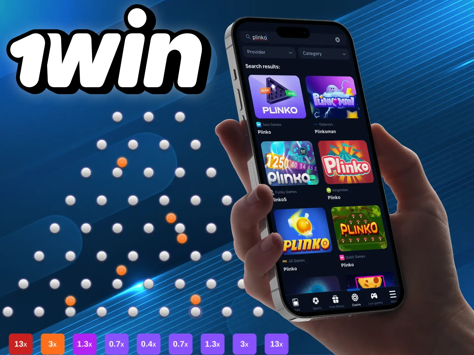 अपने फोन पर 1win ऑनलाइन कैसीनो ऐप डाउनलोड करें और कहीं भी प्लिंको गेम खेलें।