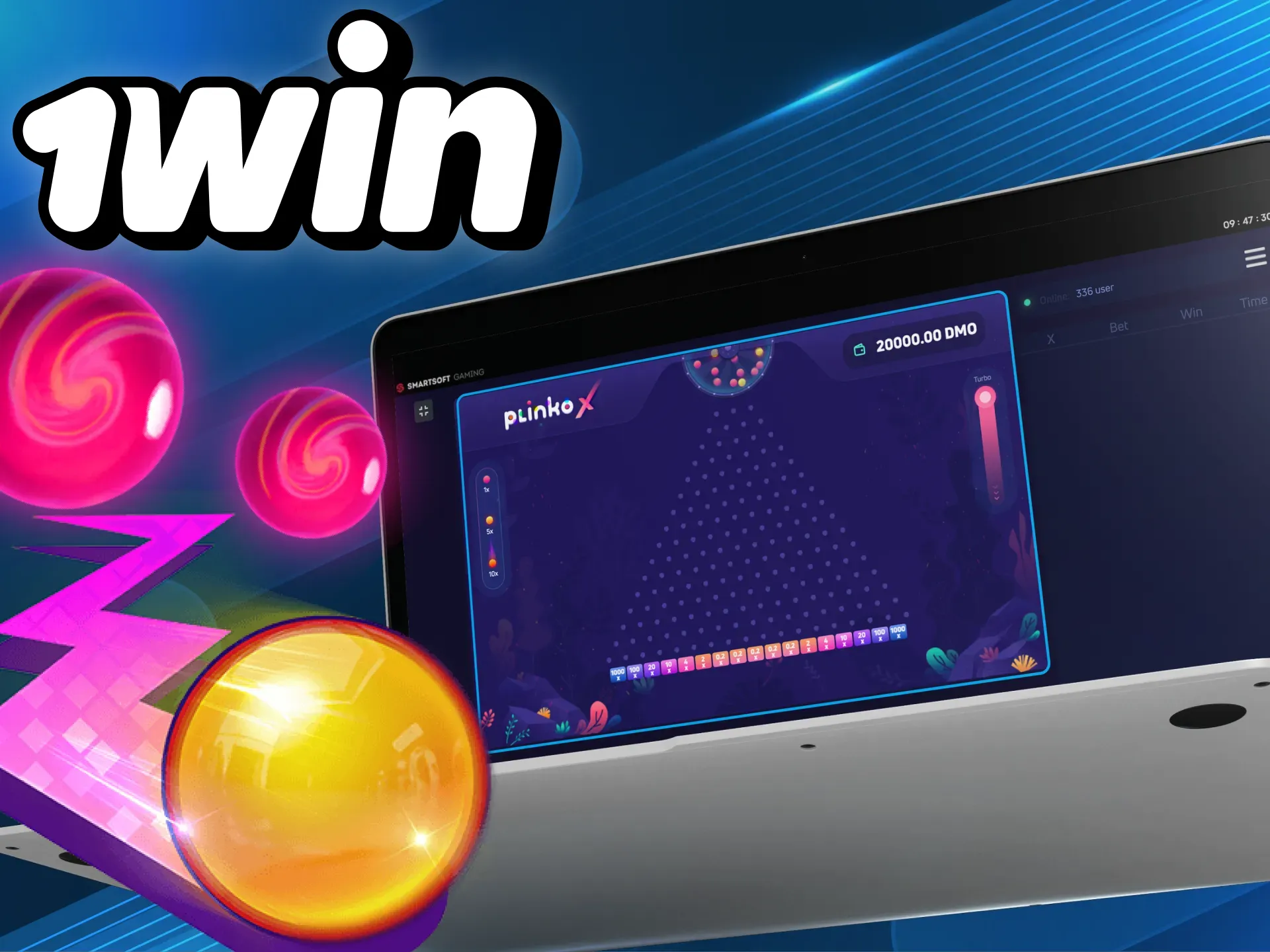 1विन ऑनलाइन कैसीनो में जीतने के लिए प्लिंको गेम में दांव लगाएं।