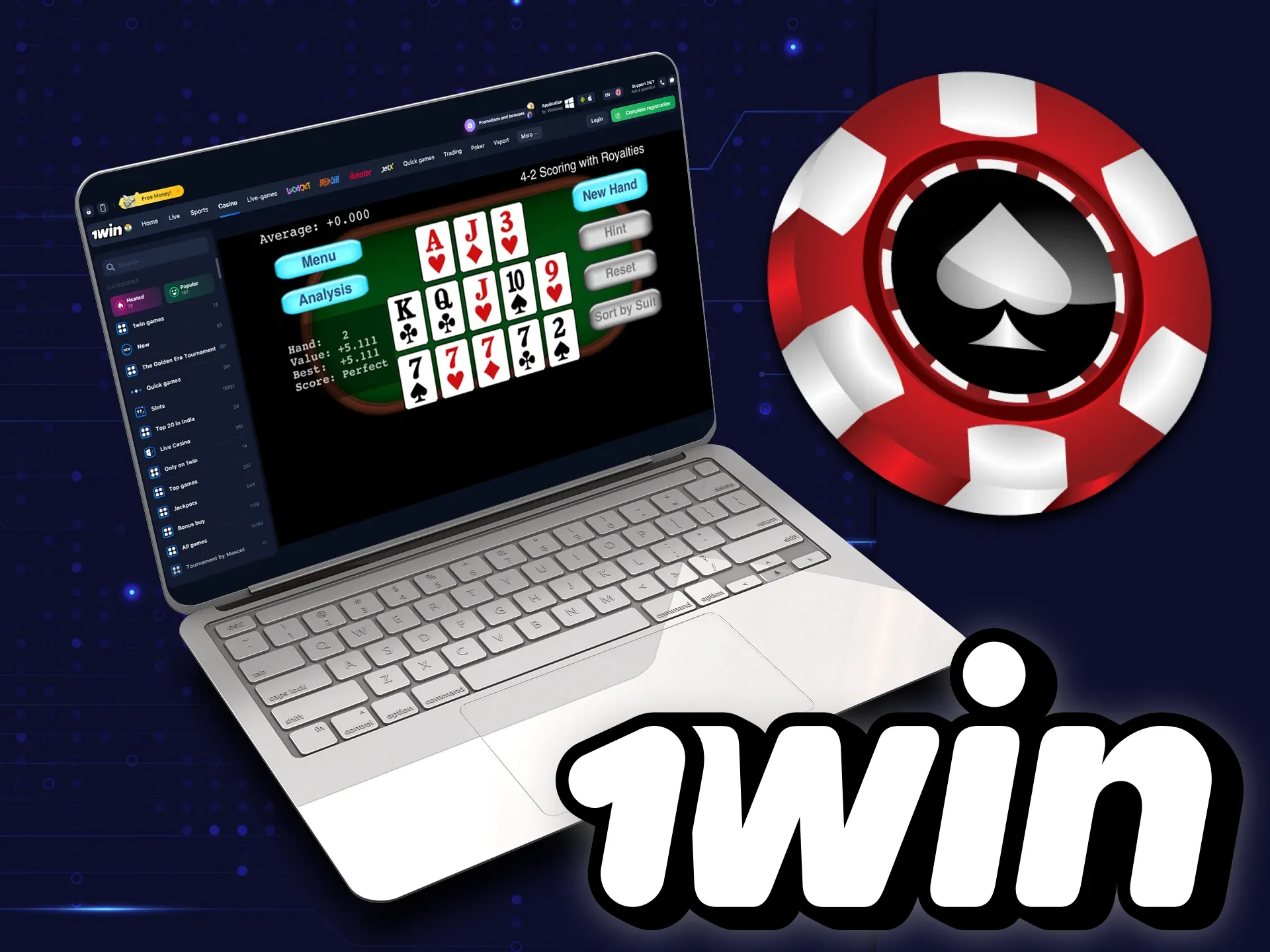 1विन कैसीनो में पोकर का चीनी संस्करण खेलें।