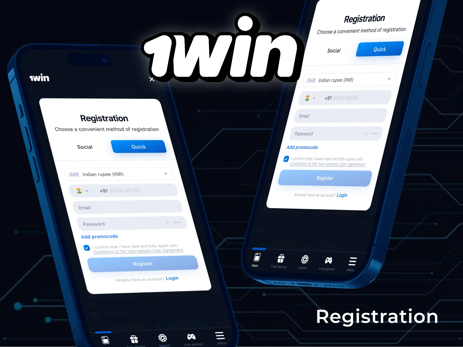 1win वेबसाइट पर जाएं और अपना खाता बनाएं।