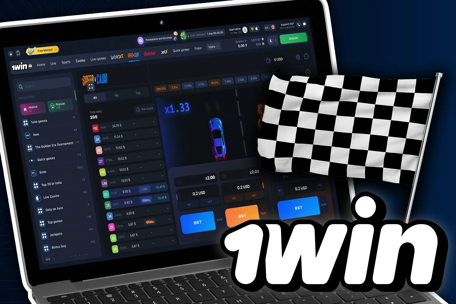 1win पर स्पीड और कैश गेम खेलने के लिए हमारा ट्यूटोरियल पढ़ें।